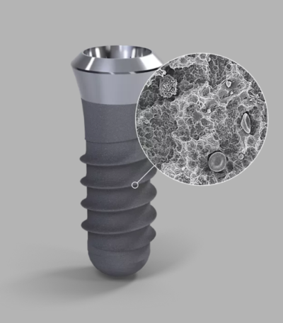 Bone level tapered dental implant with SLA rough surface treatment