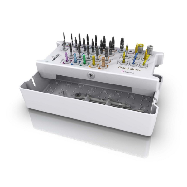 Original Neodent Grand Morse Full Surgical Set Neodent Grand Morse full surgical set tray with color coded implant drills