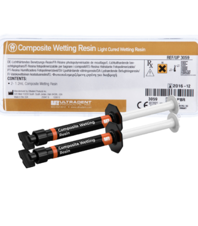 Ultradent Composite Wetting Resin mini refill with two 1.2 mL dental resin syringes
